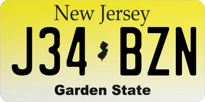 NJ license plate J34BZN
