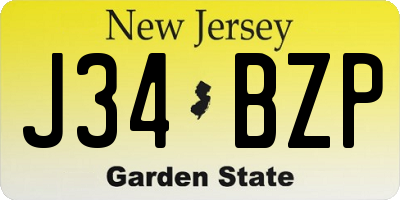 NJ license plate J34BZP