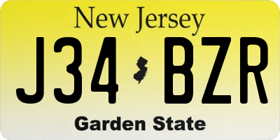 NJ license plate J34BZR