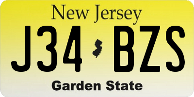 NJ license plate J34BZS