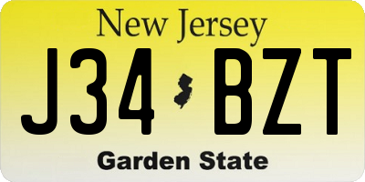 NJ license plate J34BZT