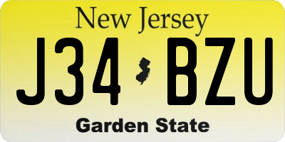NJ license plate J34BZU
