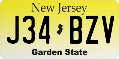 NJ license plate J34BZV