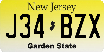 NJ license plate J34BZX