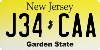 NJ license plate J34CAA