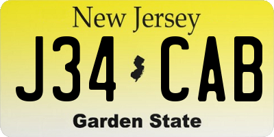 NJ license plate J34CAB