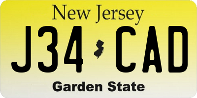 NJ license plate J34CAD