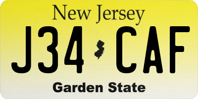 NJ license plate J34CAF