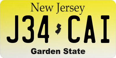 NJ license plate J34CAI