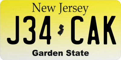 NJ license plate J34CAK