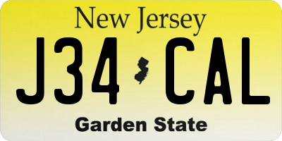 NJ license plate J34CAL