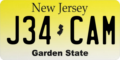 NJ license plate J34CAM