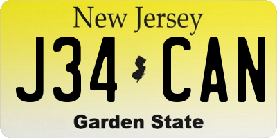 NJ license plate J34CAN