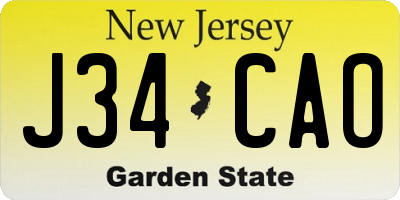 NJ license plate J34CAO