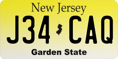 NJ license plate J34CAQ