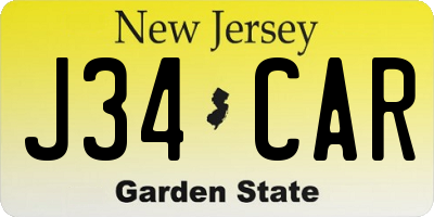 NJ license plate J34CAR