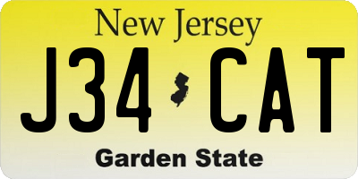 NJ license plate J34CAT