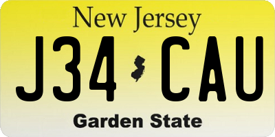 NJ license plate J34CAU