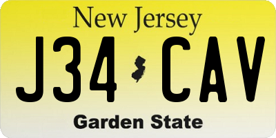 NJ license plate J34CAV