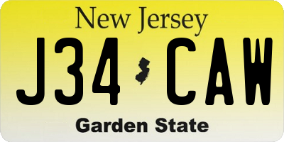 NJ license plate J34CAW