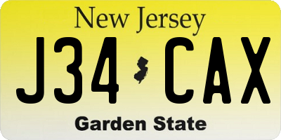 NJ license plate J34CAX