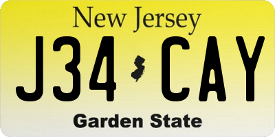 NJ license plate J34CAY