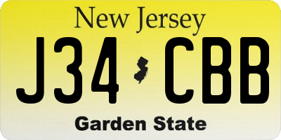 NJ license plate J34CBB