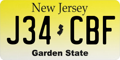 NJ license plate J34CBF