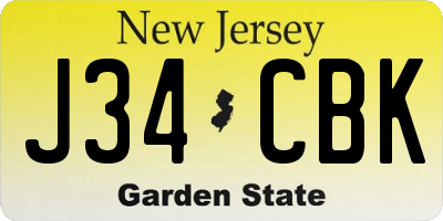 NJ license plate J34CBK