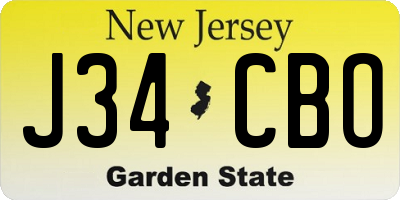 NJ license plate J34CBO