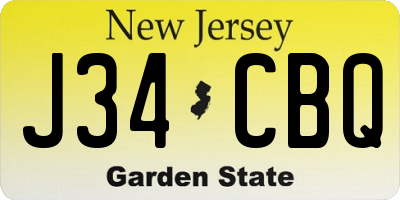 NJ license plate J34CBQ