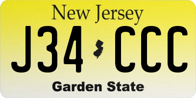 NJ license plate J34CCC