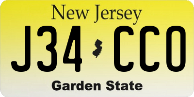 NJ license plate J34CCO