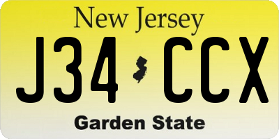 NJ license plate J34CCX