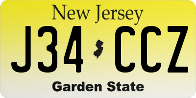 NJ license plate J34CCZ