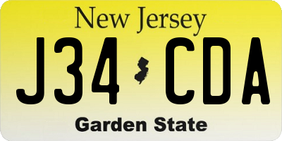 NJ license plate J34CDA