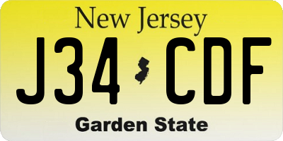 NJ license plate J34CDF