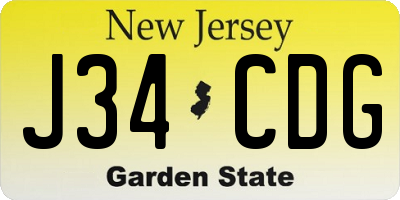 NJ license plate J34CDG