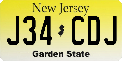 NJ license plate J34CDJ