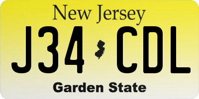 NJ license plate J34CDL