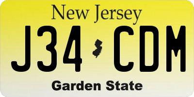 NJ license plate J34CDM