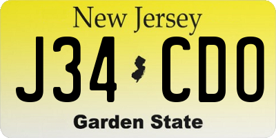 NJ license plate J34CDO