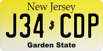 NJ license plate J34CDP