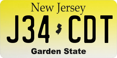 NJ license plate J34CDT