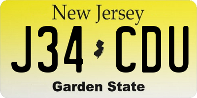 NJ license plate J34CDU