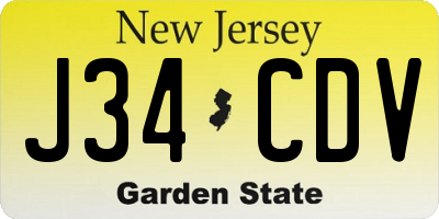 NJ license plate J34CDV