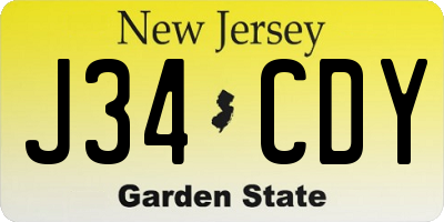 NJ license plate J34CDY