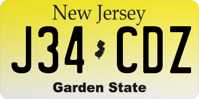 NJ license plate J34CDZ