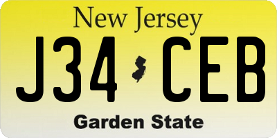 NJ license plate J34CEB