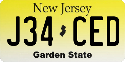 NJ license plate J34CED